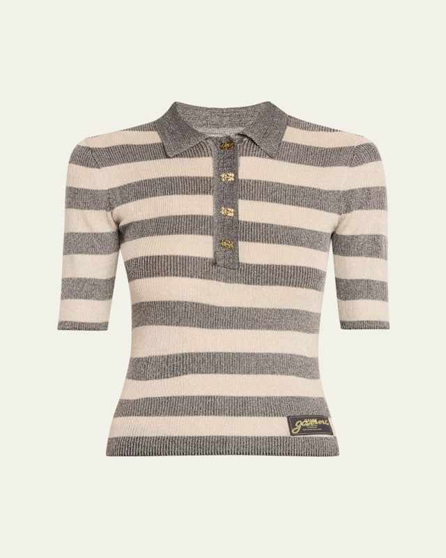 Sparkle Ribbed Polo Top